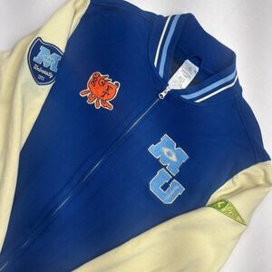 Disney Monsters University Varsity Jacket Mens Medium Blue Cream Full Zip Pixar